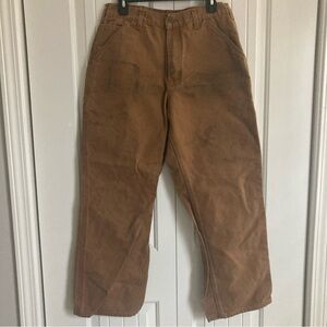 Carhartt Loose Orginal B11-BRN Duck Brown Canvas Carpenter Pants 32x30